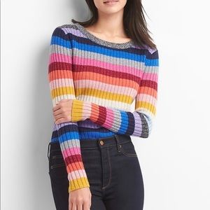 NWT GAP CRAZY STRIPED RAINBOW MERINO WOOL BLEND XS